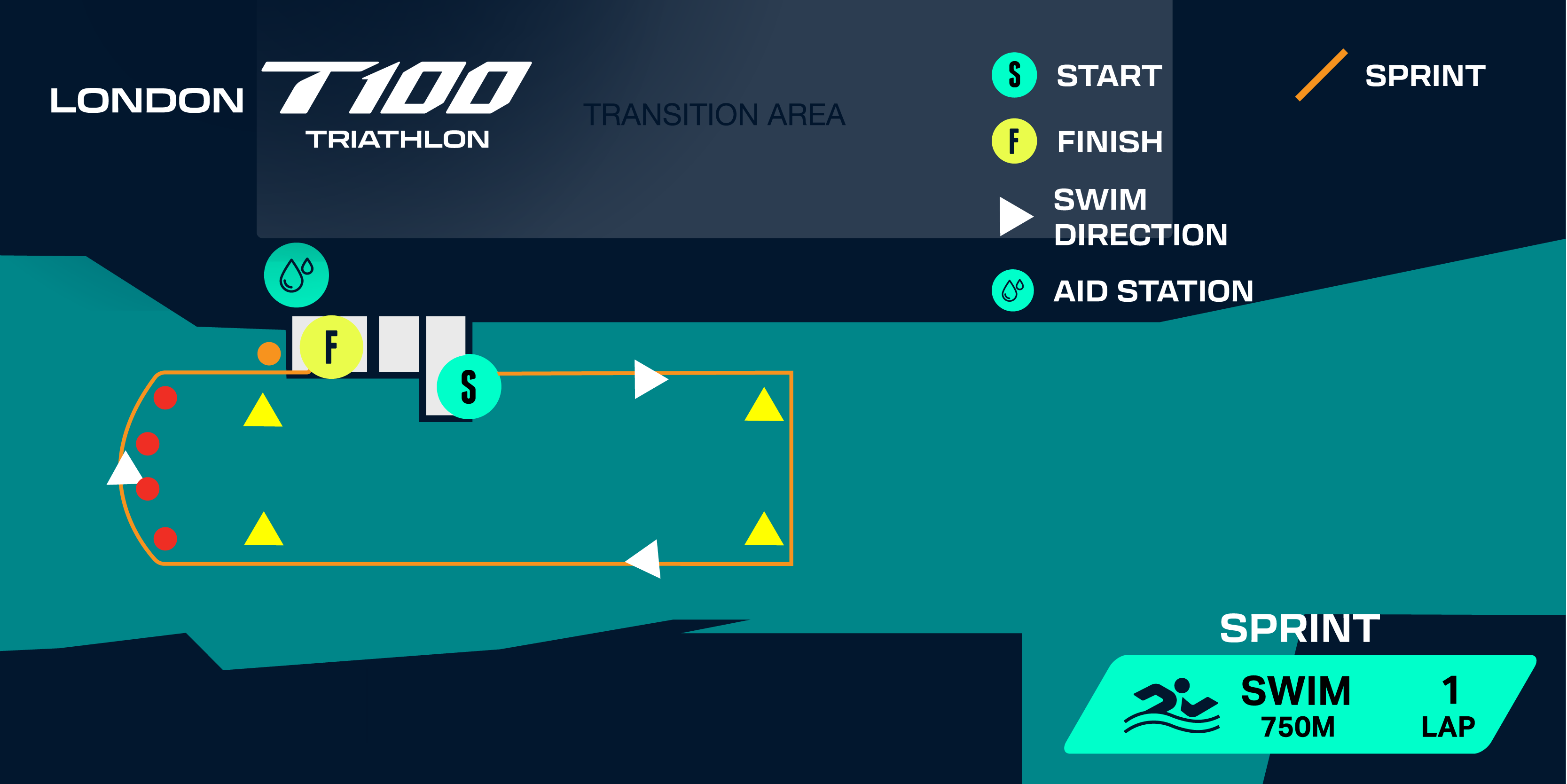 London T100 Sprint Swim Map